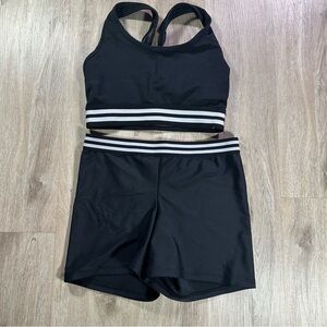 Onzie Black and White Striped Activewear